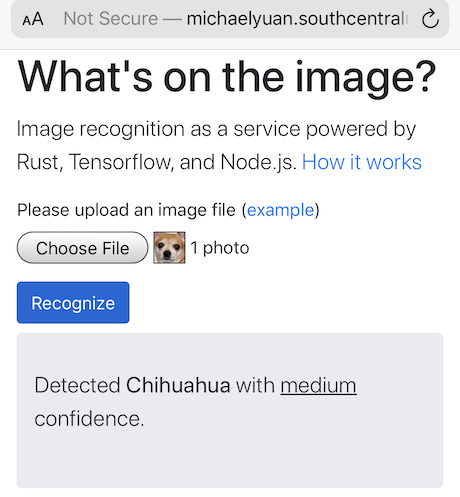 web application for image recognition